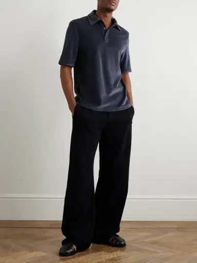 Loro Piana Cotton and Silk-Blend Velour Polo Shirt - Men | Thumbnail 2 Loro Piana Cotton and Silk-Blend Velour Polo Shirt - Men | Thumbnail 2