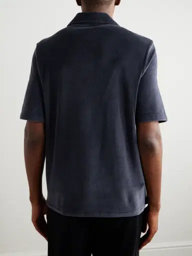 Loro Piana Cotton and Silk-Blend Velour Polo Shirt - Men | Thumbnail 3 Loro Piana Cotton and Silk-Blend Velour Polo Shirt - Men | Thumbnail 3