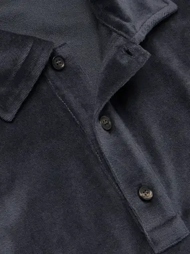 Loro Piana Cotton and Silk-Blend Velour Polo Shirt - Men | Thumbnail 4 Loro Piana Cotton and Silk-Blend Velour Polo Shirt - Men | Thumbnail 4