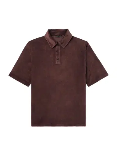 Loro Piana Cotton and Silk-Blend Velour Polo Shirt - Men | Thumbnail 1 Loro Piana Cotton and Silk-Blend Velour Polo Shirt - Men | Thumbnail 1