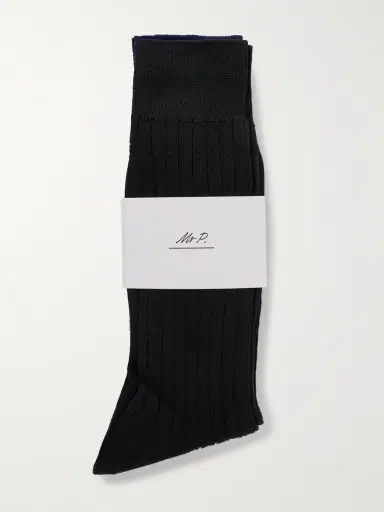 MR P. Three-Pack Ribbed Cotton-Blend Socks - Men | Thumbnail 3