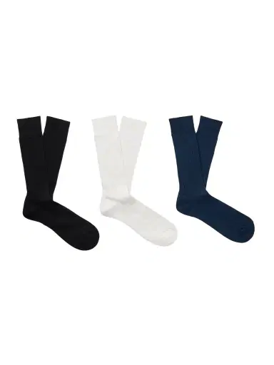 MR P. Three-Pack Ribbed Cotton-Blend Socks - Men | Thumbnail 1