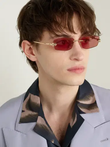 Cartier Eyewear Panthère de Cartier Rimless Rectangle-Frame Gold-Tone Sunglasses - Men | Thumbnail 2