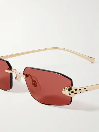 Cartier Eyewear Panthère de Cartier Rimless Rectangle-Frame Gold-Tone Sunglasses - Men | Thumbnail 3