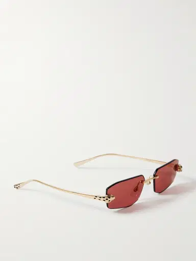 Cartier Eyewear Panthère de Cartier Rimless Rectangle-Frame Gold-Tone Sunglasses - Men | Thumbnail 4