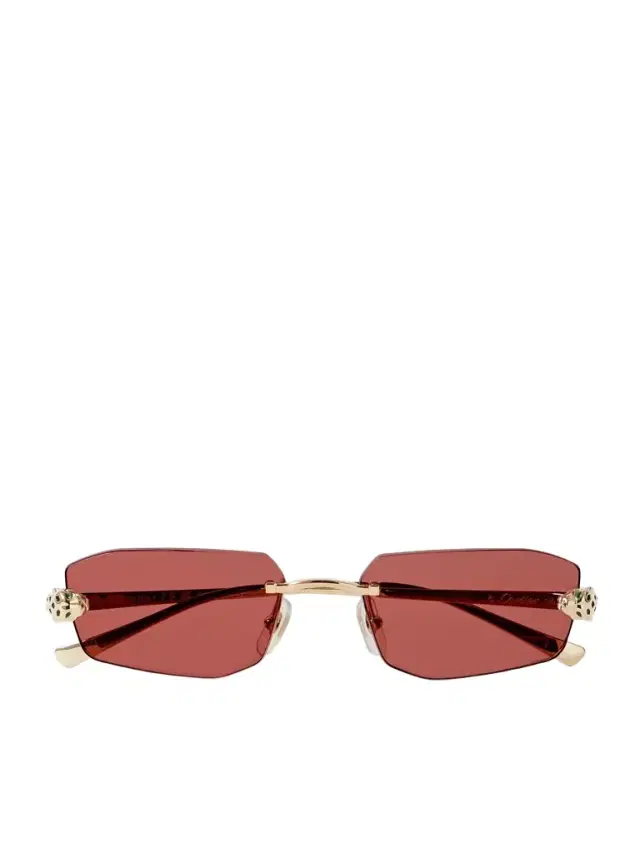 Panthère de Cartier Rimless Rectangle-Frame Gold-Tone Sunglasses - Men