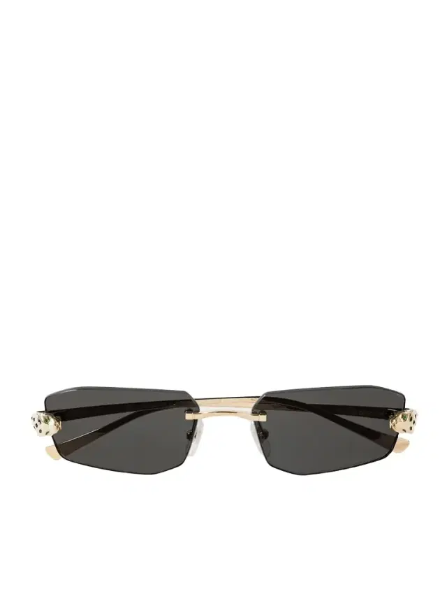 Cartier Eyewear Panthère de Cartier Rimless Rectangle-Frame Gold-Tone Sunglasses - Men