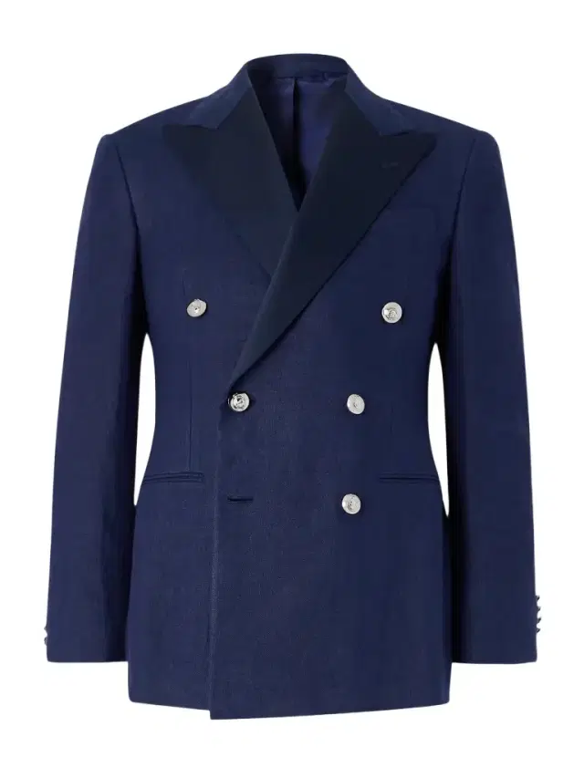 Double-Breasted Satin-Trimmed Linen-Canvas Blazer - Men