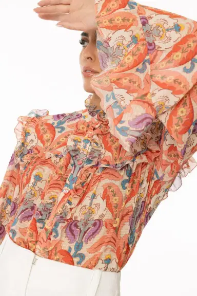 Etro Long Sleeve Ruffle Blouse | Thumbnail 3 Etro Long Sleeve Ruffle Blouse | Thumbnail 3