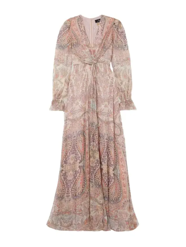 Twist-front Paisley-print Silk-crepon Maxi Dress