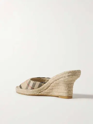 Burberry Checked Canvas-jacquard Espadrille Wedge Mules | Thumbnail 3 Burberry Checked Canvas-jacquard Espadrille Wedge Mules | Thumbnail 3
