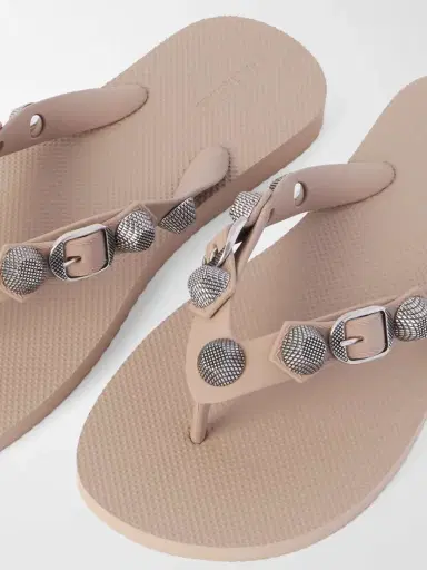 Balenciaga Cagole Embellished Rubber Flip Flops | Thumbnail 4