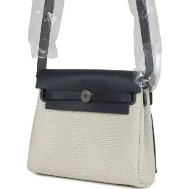 HERMÈS Hermes Herbag Zip 20 Mini Ecru and Bleu Glacier Toile H Canvas and Ardoise Vache Hunter Palladium Hardware | Thumbnail 5 HERMÈS Hermes Herbag Zip 20 Mini Ecru and Bleu Glacier Toile H Canvas and Ardoise Vache Hunter Palladium Hardware | Thumbnail 5