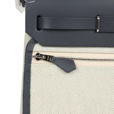 HERMÈS Hermes Herbag Zip 20 Mini Ecru and Bleu Glacier Toile H Canvas and Ardoise Vache Hunter Palladium Hardware | Thumbnail 8 HERMÈS Hermes Herbag Zip 20 Mini Ecru and Bleu Glacier Toile H Canvas and Ardoise Vache Hunter Palladium Hardware | Thumbnail 8