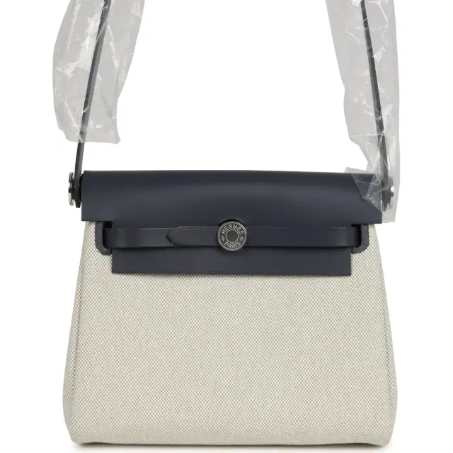 hermes Hermes Herbag Zip 20 Mini Ecru and Bleu Glacier Toile H Canvas and Ardoise Vache Hunter Palladium Hardware
