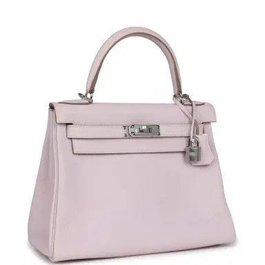 HERMÈS Hermes Kelly Retourne 28 Mauve Pale Clemence Palladium Hardware | Thumbnail 2