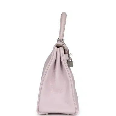 HERMÈS Hermes Kelly Retourne 28 Mauve Pale Clemence Palladium Hardware | Thumbnail 3