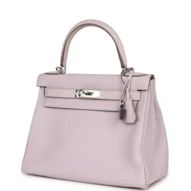 HERMÈS Hermes Kelly Retourne 28 Mauve Pale Clemence Palladium Hardware | Thumbnail 5