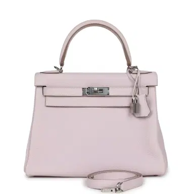HERMÈS Hermes Kelly Retourne 28 Mauve Pale Clemence Palladium Hardware | Thumbnail 1