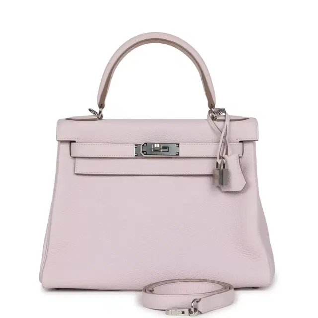 hermes Hermes Kelly Retourne 28 Mauve Pale Clemence Palladium Hardware