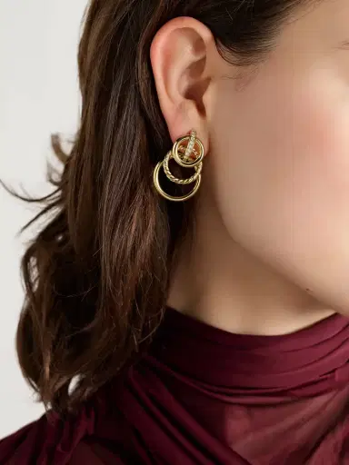 David Yurman Dy Mercer® 18-karat Gold Diamond Earrings | Thumbnail 2 David Yurman Dy Mercer® 18-karat Gold Diamond Earrings | Thumbnail 2