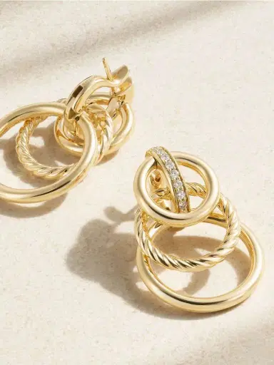 David Yurman Dy Mercer® 18-karat Gold Diamond Earrings | Thumbnail 3 David Yurman Dy Mercer® 18-karat Gold Diamond Earrings | Thumbnail 3