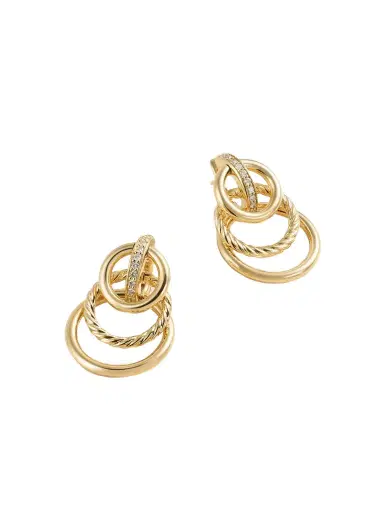 David Yurman Dy Mercer® 18-karat Gold Diamond Earrings | Thumbnail 1 David Yurman Dy Mercer® 18-karat Gold Diamond Earrings | Thumbnail 1