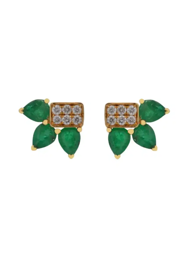 1.80ct Diamond Emerald 18K Gold Earrings