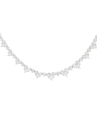 Wish Fine Jewelry 14.58ct Diamond 18K Gold Heart Tennis Necklace | Thumbnail 1