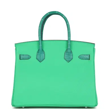 HERMÈS Hermes Birkin 30 Vert Comics Togo and Vert Jade Niloticus Crocodile Touch Palladium Hardware | Thumbnail 4 HERMÈS Hermes Birkin 30 Vert Comics Togo and Vert Jade Niloticus Crocodile Touch Palladium Hardware | Thumbnail 4