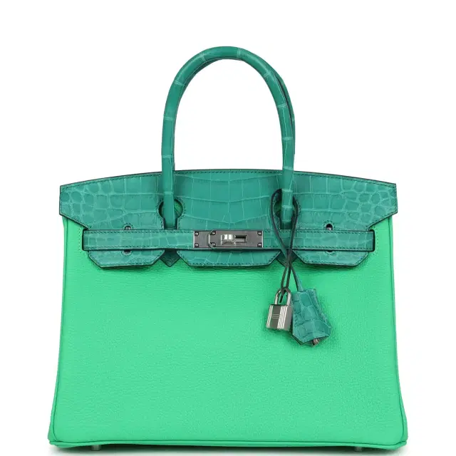 hermes Hermes Birkin 30 Vert Comics Togo and Vert Jade Niloticus Crocodile Touch Palladium Hardware