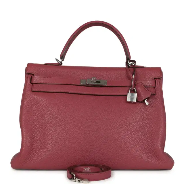 hermes Pre-owned Hermes Retourne Kelly 35 Bois De Rose Clemence Palladium Hardware