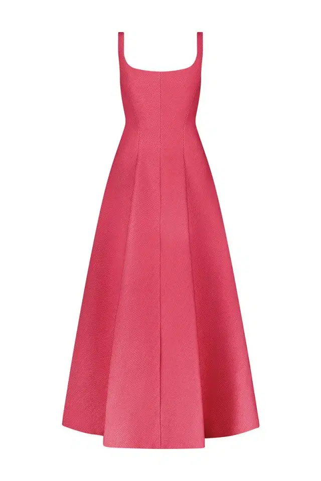 Lela Rose Seam Detail Scoop Neck Midi Dress