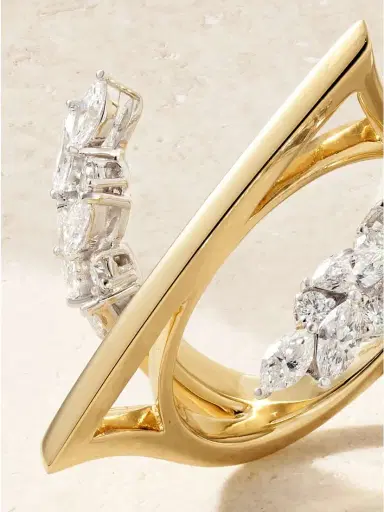 YEPREM 18-karat White And Yellow Gold Diamond Ring | Thumbnail 4