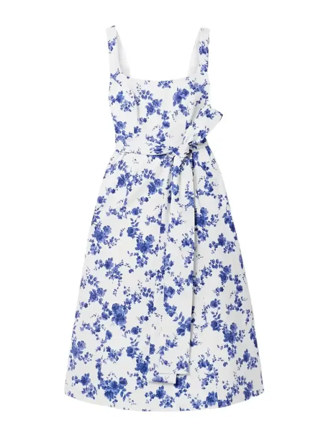 Belted Floral-print Faille Midi Dress