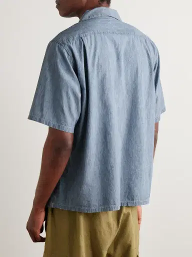 Visvim Keesey Convertible-Collar Logo-Embroidered Cotton and Silk-Blend Chambray Shirt - Men | Thumbnail 3