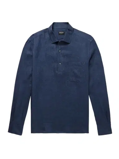 Zegna Oasi Linen Half-Placket hirt - Men | Thumbnail 1