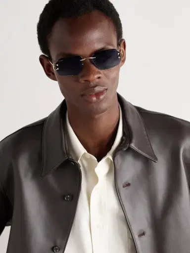 Cartier Eyewear Signature C Rimless Rectangular-Frame Gold-Tone Sunglasses - Men | Thumbnail 2