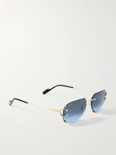 Cartier Eyewear Signature C Rimless Rectangular-Frame Gold-Tone Sunglasses - Men | Thumbnail 4