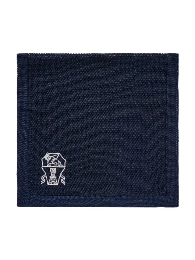 Logo-Embroidered Knitted Silk Pocket Square - Men