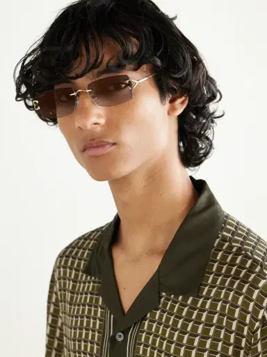Cartier Eyewear Signature C Rimless Square-Frame Gold-Tone Sunglasses - Men | Thumbnail 2