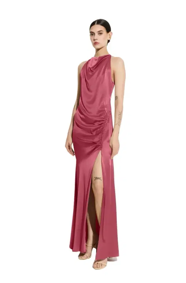 LAPOINTE Satin Halter Gown