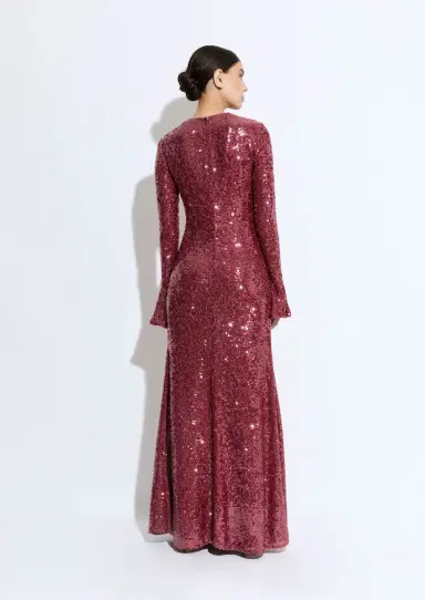 LAPOINTE Sequin Flare Sleeve Boatneck Gown | Thumbnail 2 LAPOINTE Sequin Flare Sleeve Boatneck Gown | Thumbnail 2
