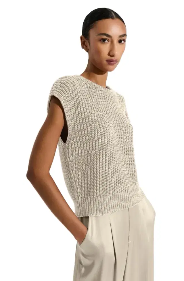 LAPOINTE Silk Yarn Sleeveless Crop Sweater