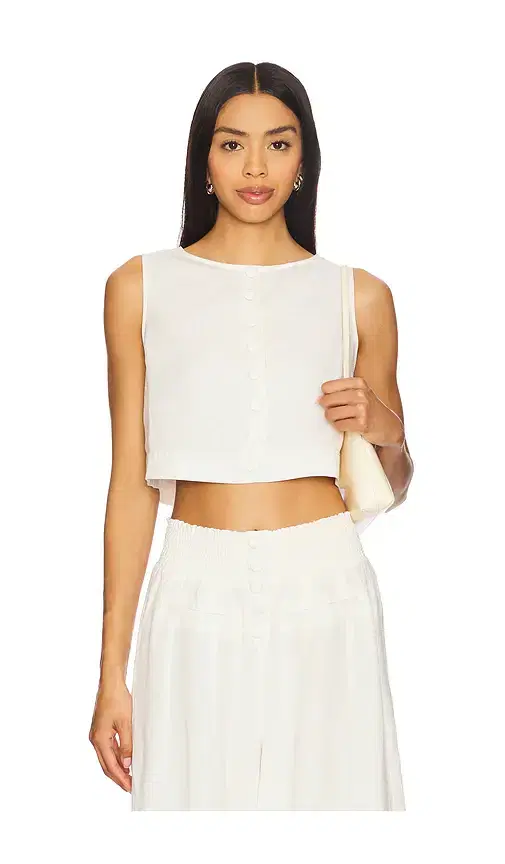 WeWoreWhat Boxy Linen Boatneck Top