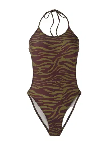 The Attico Zebra-print Halterneck Swimsuit | Thumbnail 1 The Attico Zebra-print Halterneck Swimsuit | Thumbnail 1