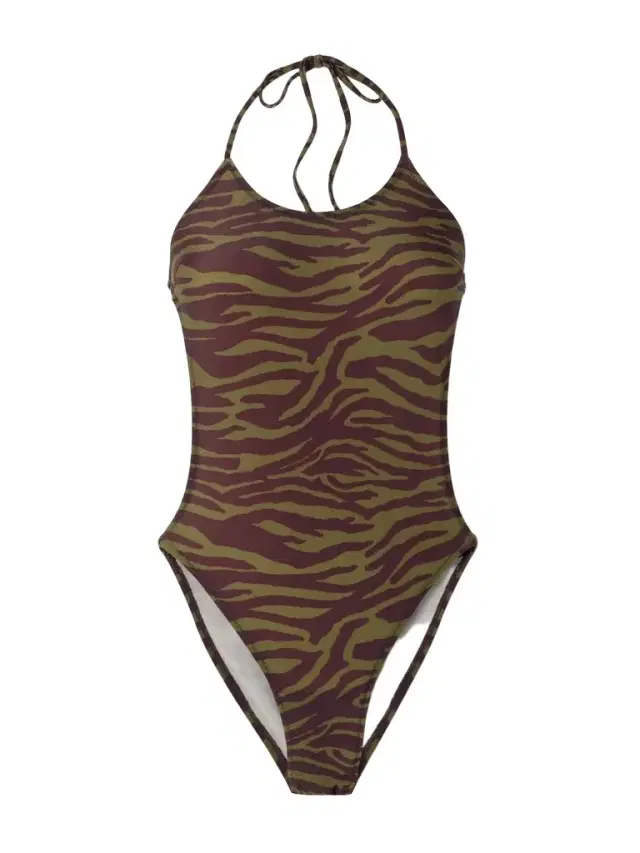 Zebra-print Halterneck Swimsuit