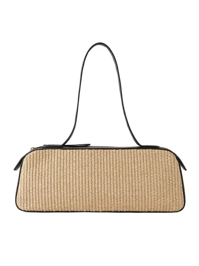 Simona Leather-trimmed Raffia Shoulder Bag