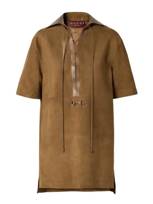 Horsebit-detailed Leather-trimmed Suede Mini Dress