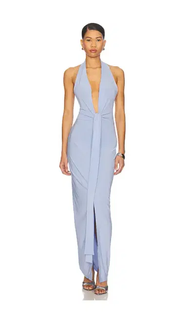 Norma Kamali x REVOLVE Tie Front Halter Gown | Thumbnail 1